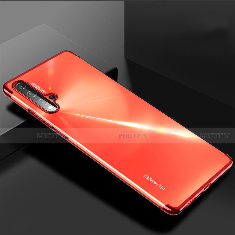 Huawei Nova 5用極薄ソフトケース シリコンケース 耐衝撃 全面保護 クリア透明 H03 ファーウェイ レッド