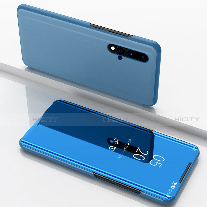 Huawei Nova 5用手帳型 レザーケース スタンド 鏡面 カバー L03 ファーウェイ ブルー