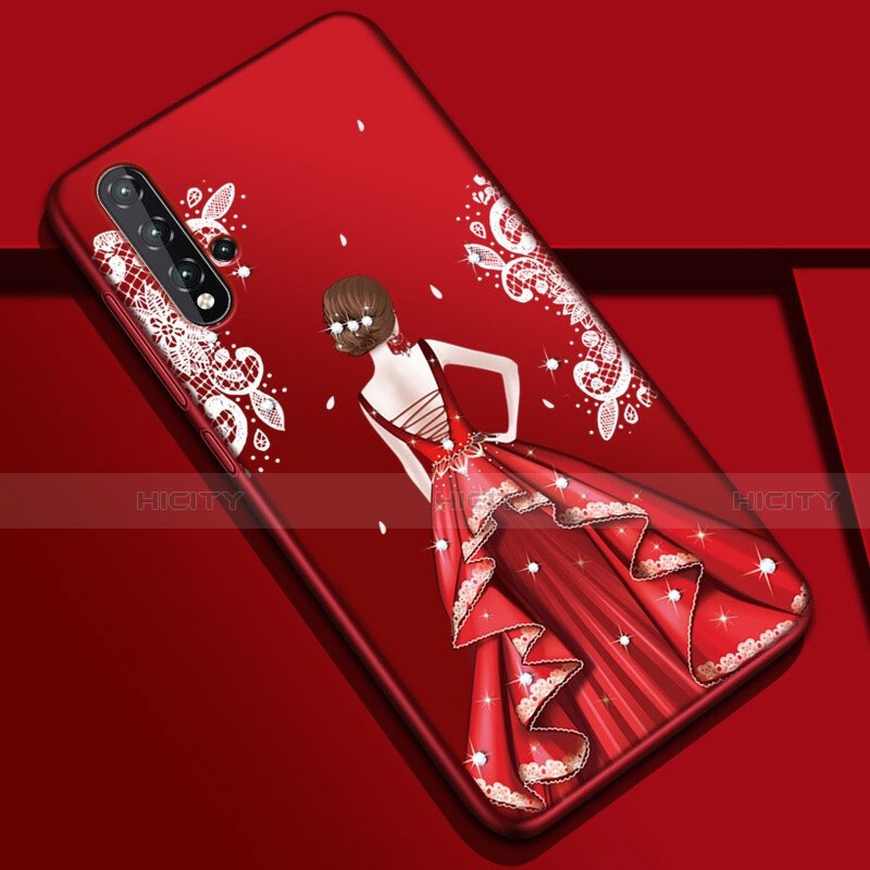 Huawei Nova 5用シリコンケース ソフトタッチラバー バタフライ ドレスガール ドレス少女 カバー S01 ファーウェイ 