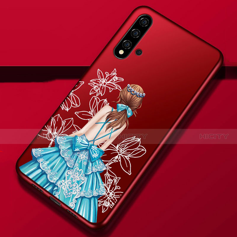 Huawei Nova 5 Pro用シリコンケース ソフトタッチラバー バタフライ ドレスガール ドレス少女 カバー S02 ファーウェイ 