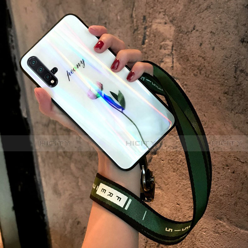 Huawei Nova 5 Pro用ハイブリットバンパーケース プラスチック 鏡面 花 カバー ファーウェイ 