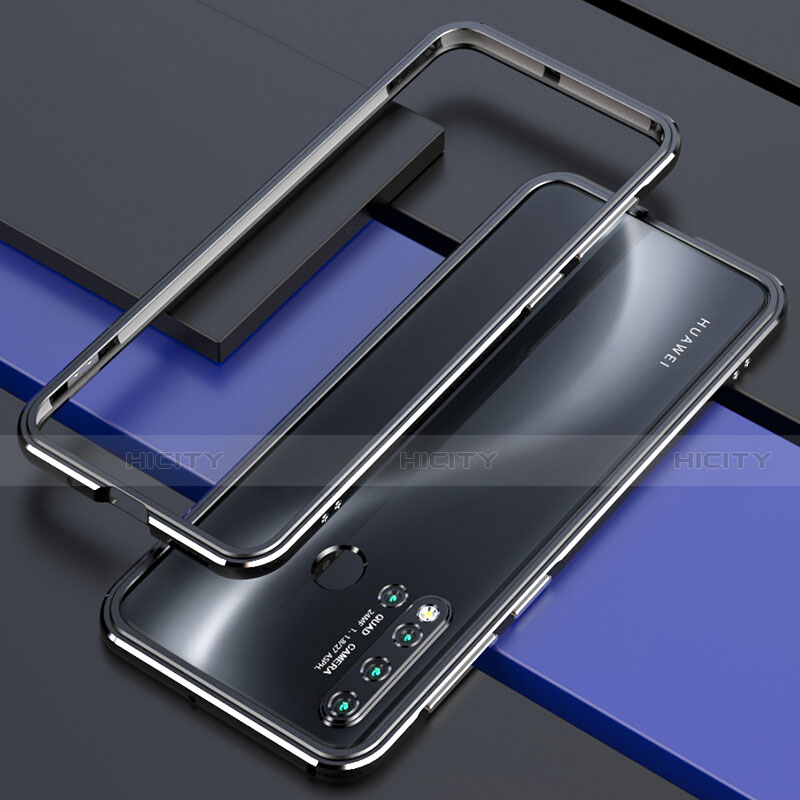 Huawei Nova 5i用ケース 高級感 手触り良い アルミメタル 製の金属製 バンパー カバー T01 ファーウェイ ブラック