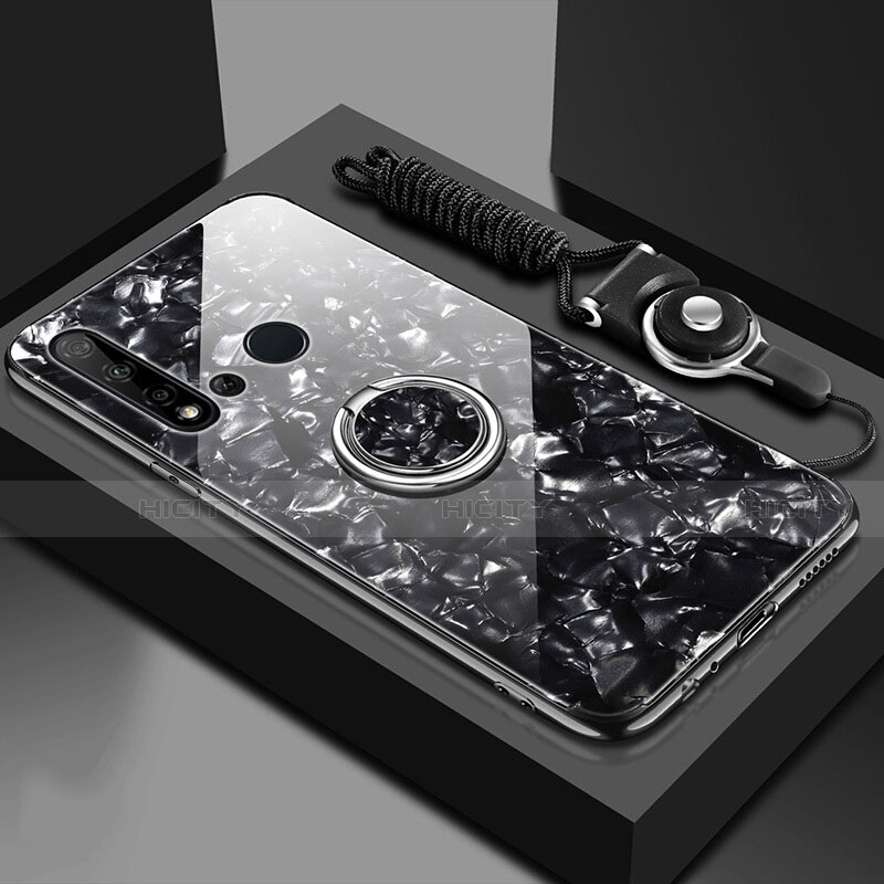 Huawei Nova 5i用ハイブリットバンパーケース プラスチック 鏡面 カバー アンド指輪 マグネット式 T02 ファーウェイ 