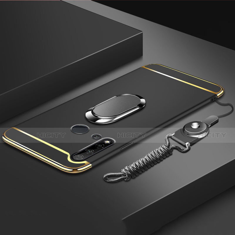Huawei Nova 5i用ケース 高級感 手触り良い メタル兼プラスチック バンパー アンド指輪 T01 ファーウェイ 