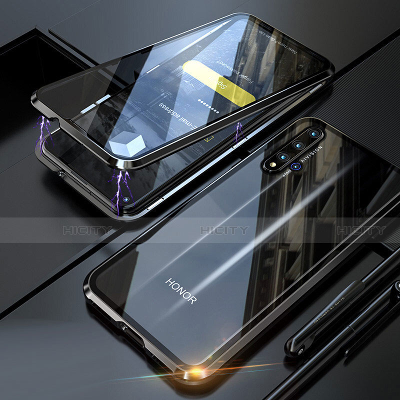 Huawei Nova 5T用ケース 高級感 手触り良い アルミメタル 製の金属製 360度 フルカバーバンパー 鏡面 カバー T01 ファーウェイ ブラック