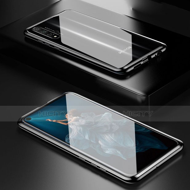 Huawei Nova 5T用ケース 高級感 手触り良い アルミメタル 製の金属製 360度 フルカバーバンパー 鏡面 カバー T03 ファーウェイ ブラック