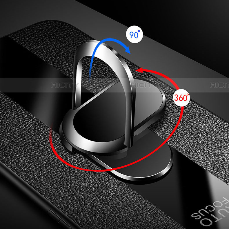 Huawei Nova 5z用シリコンケース ソフトタッチラバー レザー柄 アンド指輪 マグネット式 S02 ファーウェイ 