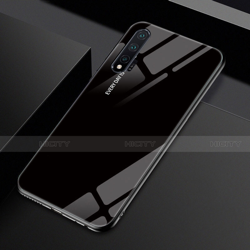 Huawei Nova 6 5G用ハイブリットバンパーケース プラスチック 鏡面 虹 グラデーション 勾配色 カバー H01 ファーウェイ ブラック