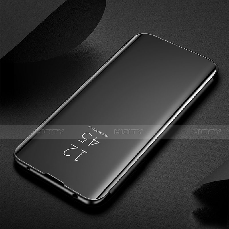 Huawei Nova 6 5G用手帳型 レザーケース スタンド 鏡面 カバー ファーウェイ ブラック