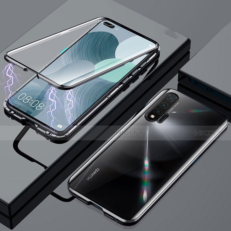 Huawei Nova 6 5G用ケース 高級感 手触り良い アルミメタル 製の金属製 360度 フルカバーバンパー 鏡面 カバー M01 ファーウェイ ブラック