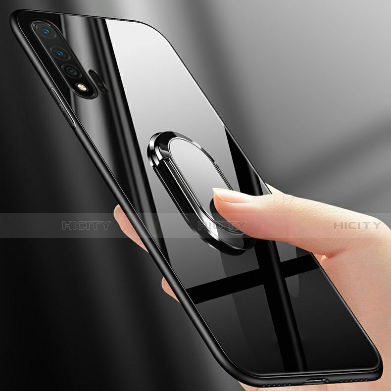 Huawei Nova 6 5G用ハイブリットバンパーケース プラスチック 鏡面 カバー アンド指輪 マグネット式 T01 ファーウェイ 