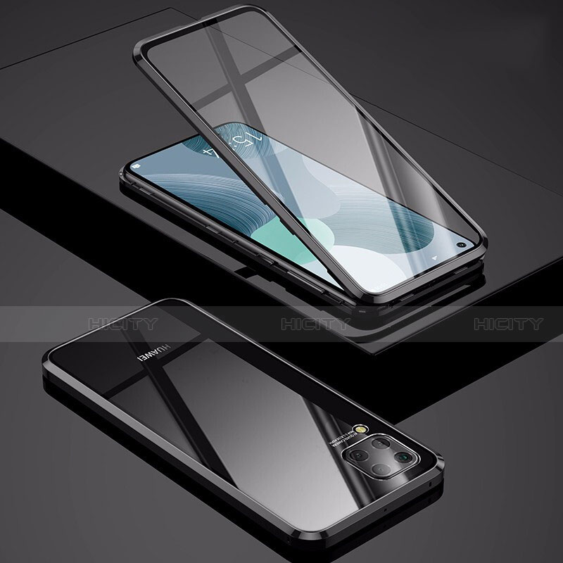 Huawei Nova 6 SE用ケース 高級感 手触り良い アルミメタル 製の金属製 360度 フルカバーバンパー 鏡面 カバー M01 ファーウェイ ブラック