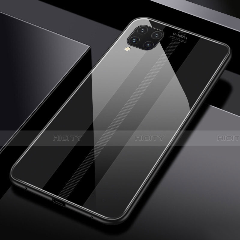 Huawei Nova 6 SE用ハイブリットバンパーケース プラスチック 鏡面 カバー T01 ファーウェイ ブラック