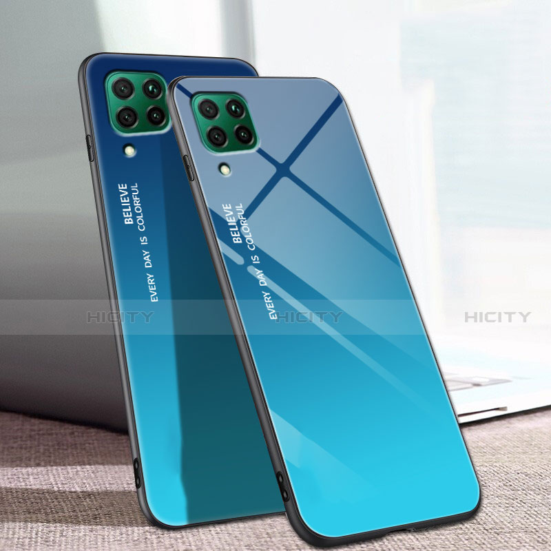 Huawei Nova 6 SE用ハイブリットバンパーケース プラスチック 鏡面 虹 グラデーション 勾配色 カバー ファーウェイ 