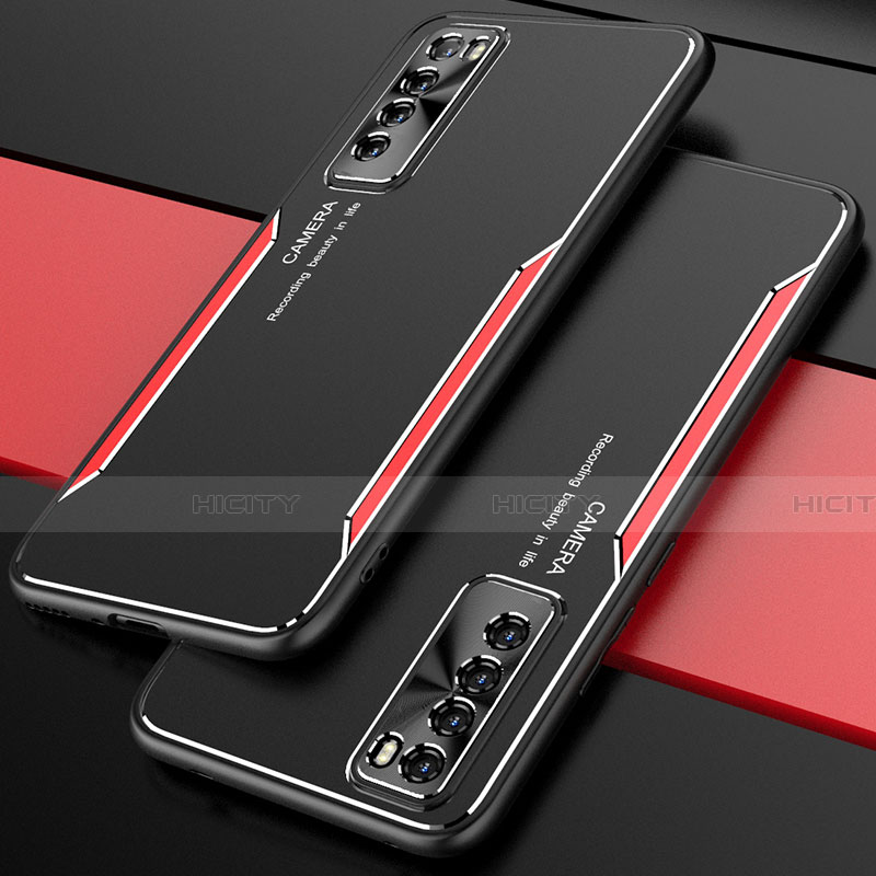 Huawei Nova 7 5G用ケース 高級感 手触り良い アルミメタル 製の金属製 カバー M01 ファーウェイ レッド