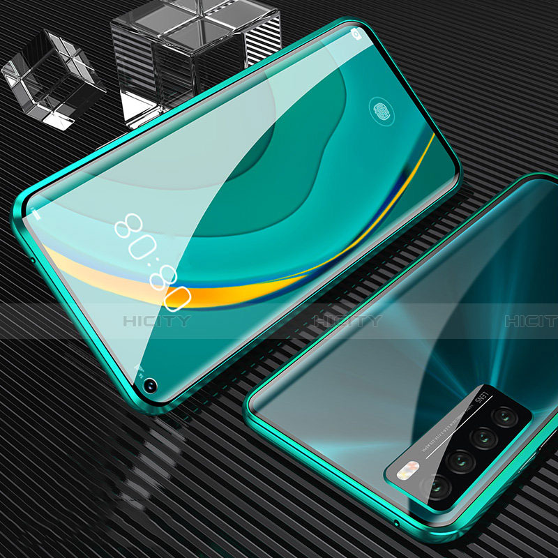 Huawei Nova 7 5G用ケース 高級感 手触り良い アルミメタル 製の金属製 360度 フルカバーバンパー 鏡面 カバー M02 ファーウェイ グリーン