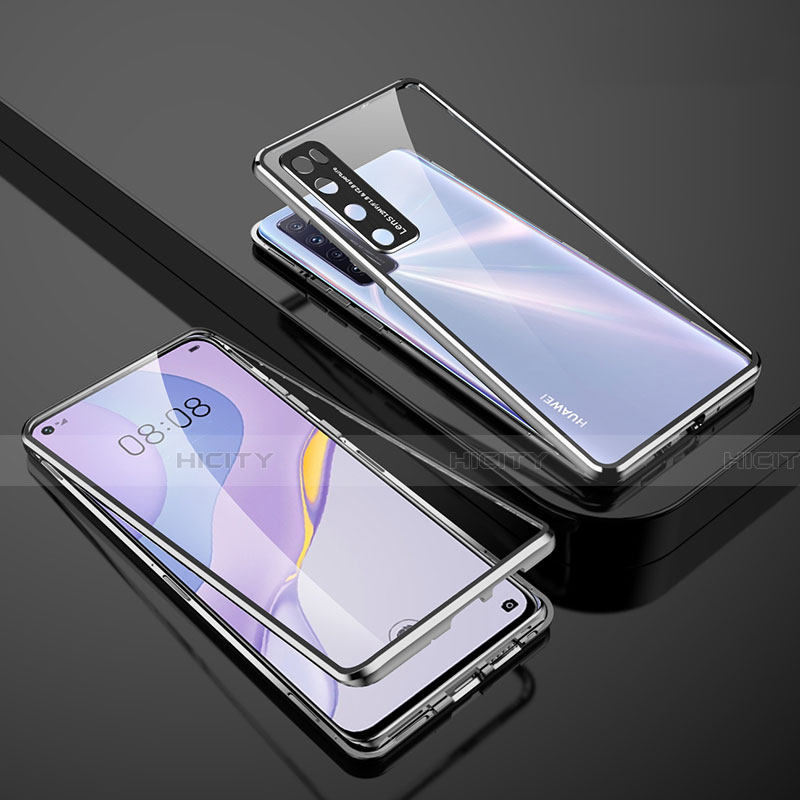 Huawei Nova 7 5G用ケース 高級感 手触り良い アルミメタル 製の金属製 360度 フルカバーバンパー 鏡面 カバー M03 ファーウェイ シルバー