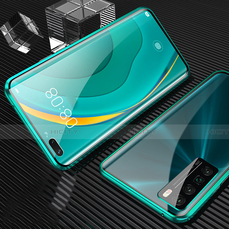Huawei Nova 7 Pro 5G用ケース 高級感 手触り良い アルミメタル 製の金属製 360度 フルカバーバンパー 鏡面 カバー ファーウェイ グリーン