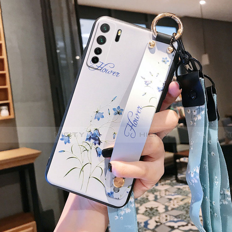 Huawei Nova 7 SE 5G用シリコンケース ソフトタッチラバー 花 カバー ファーウェイ 