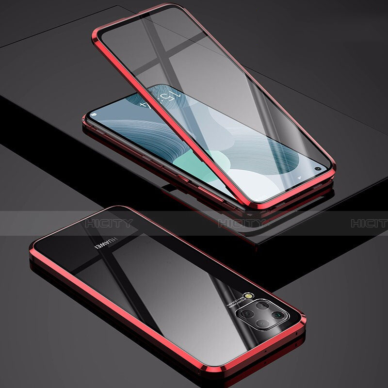 Huawei Nova 7i用ケース 高級感 手触り良い アルミメタル 製の金属製 360度 フルカバーバンパー 鏡面 カバー M01 ファーウェイ レッド