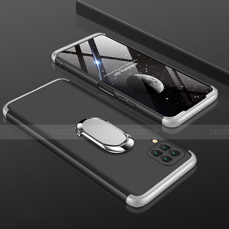 Huawei Nova 7i用ハードケース プラスチック 質感もマット 前面と背面 360度 フルカバー アンド指輪 ファーウェイ シルバー・ブラック
