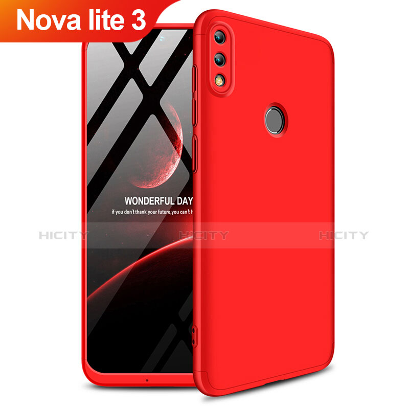 Huawei Nova Lite 3用ハードケース プラスチック 質感もマット 前面と背面 360度 フルカバー Q01 ファーウェイ レッド