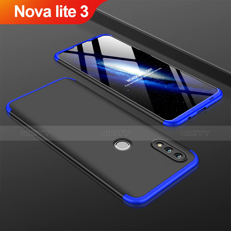 Huawei Nova Lite 3用ハードケース プラスチック 質感もマット 前面と背面 360度 フルカバー ファーウェイ ネイビー・ブラック