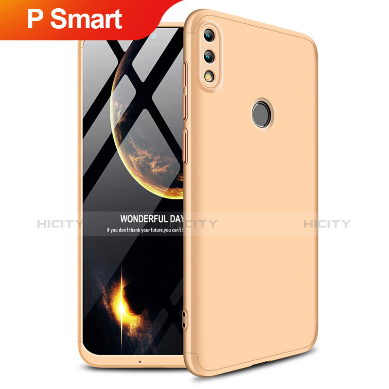 Huawei P Smart (2019)用ハードケース プラスチック 質感もマット 前面と背面 360度 フルカバー Q01 ファーウェイ ゴールド