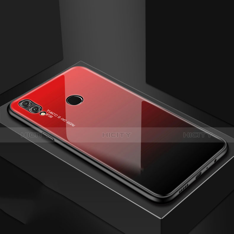 Huawei P Smart (2019)用ハイブリットバンパーケース プラスチック 鏡面 カバー ファーウェイ レッド