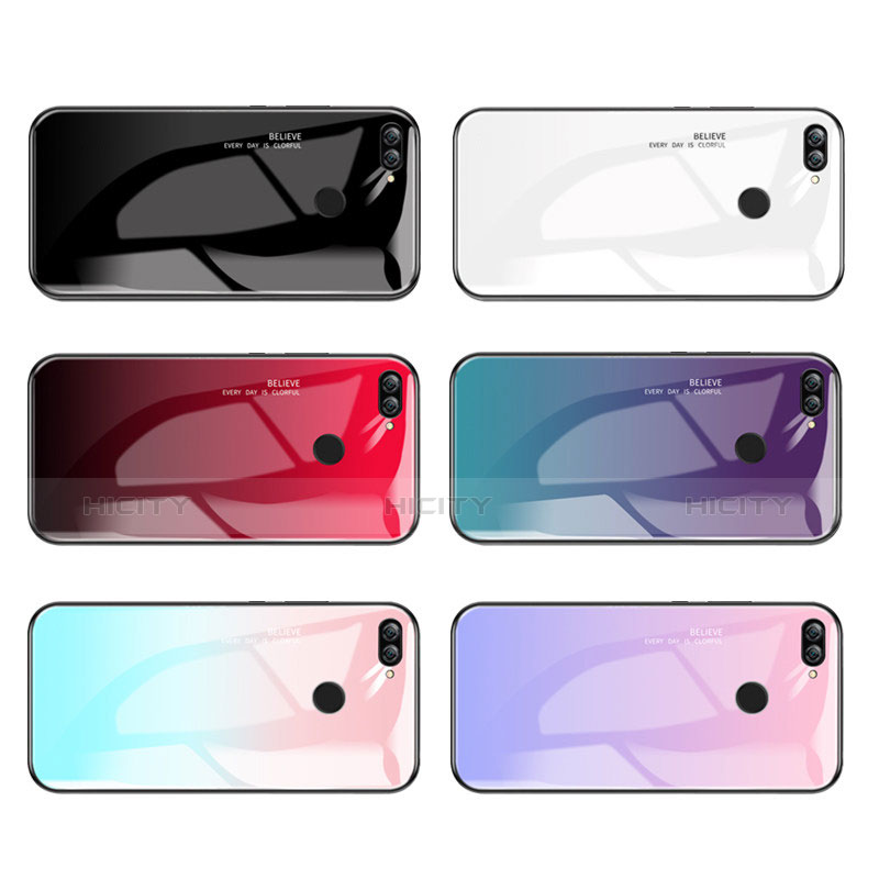 Huawei P Smart用ハイブリットバンパーケース プラスチック 鏡面 虹 グラデーション 勾配色 カバー ファーウェイ 