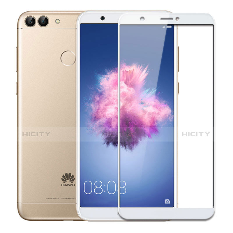 Huawei P Smart用強化ガラス フル液晶保護フィルム ファーウェイ ホワイト