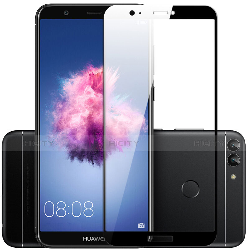 Huawei P Smart用強化ガラス フル液晶保護フィルム F04 ファーウェイ ブラック