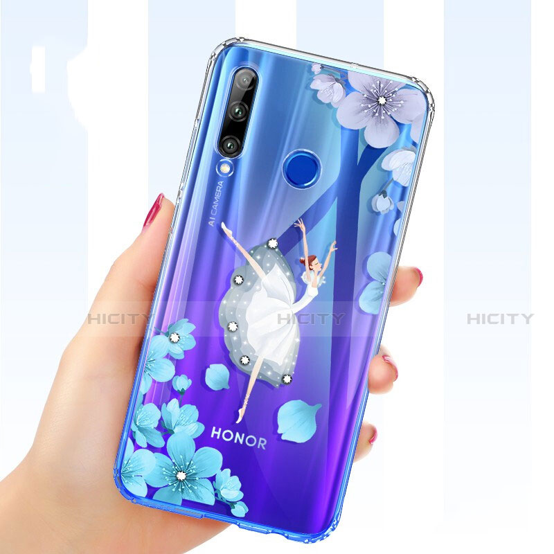 Huawei P Smart+ Plus (2019)用極薄ソフトケース シリコンケース 耐衝撃 全面保護 クリア透明 花 T03 ファーウェイ ホワイト