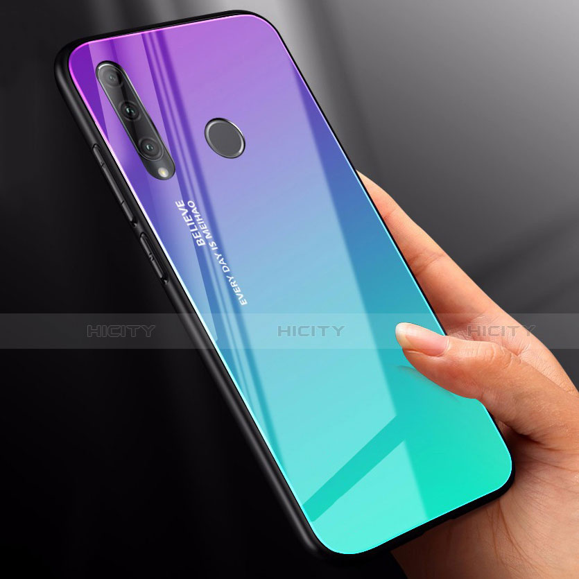 Huawei P Smart+ Plus (2019)用ハイブリットバンパーケース プラスチック 鏡面 虹 グラデーション 勾配色 カバー ファーウェイ 