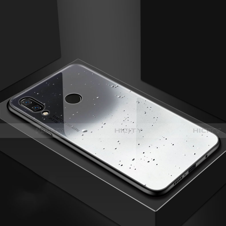 Huawei P Smart+ Plus用ハイブリットバンパーケース プラスチック パターン 鏡面 カバー ファーウェイ グレー