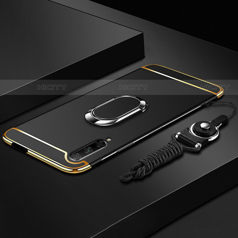 Huawei P Smart Pro (2019)用ケース 高級感 手触り良い メタル兼プラスチック バンパー アンド指輪 A01 ファーウェイ ブラック