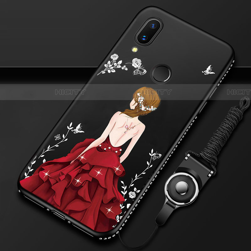 Huawei P Smart Z用ハイブリットバンパーケース プラスチック ドレスガール ドレス少女 鏡面 カバー ファーウェイ レッド・ブラック