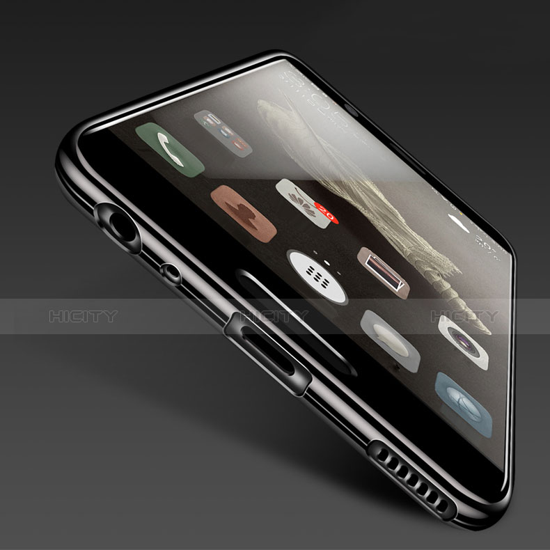 Huawei P10用極薄ソフトケース シリコンケース 耐衝撃 全面保護 クリア透明 U05 ファーウェイ ブラック