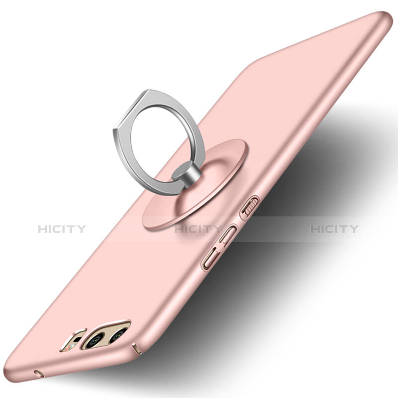 Huawei P10用ハードケース プラスチック 質感もマット アンド指輪 ファーウェイ ピンク