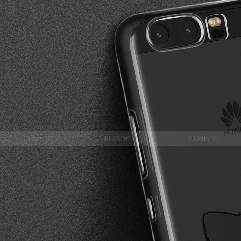 Huawei P10用極薄ソフトケース シリコンケース 耐衝撃 全面保護 クリア透明 アンド指輪 ファーウェイ クリア