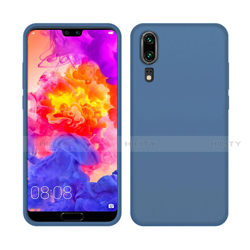 Huawei P20用360度 フルカバー極薄ソフトケース シリコンケース 耐衝撃 全面保護 バンパー C05 ファーウェイ ネイビー