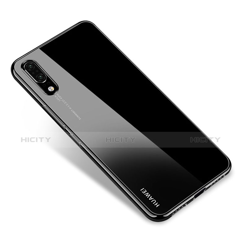 Huawei P20用極薄ソフトケース シリコンケース 耐衝撃 全面保護 クリア透明 H04 ファーウェイ ブラック