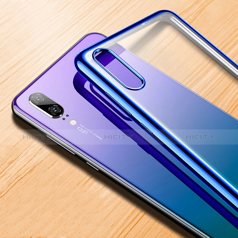 Huawei P20用極薄ソフトケース シリコンケース 耐衝撃 全面保護 クリア透明 T03 ファーウェイ ネイビー