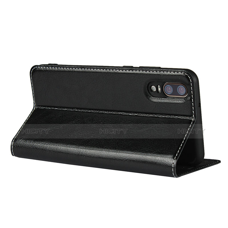 Huawei P20用手帳型 レザーケース スタンド L02 ファーウェイ ブラック