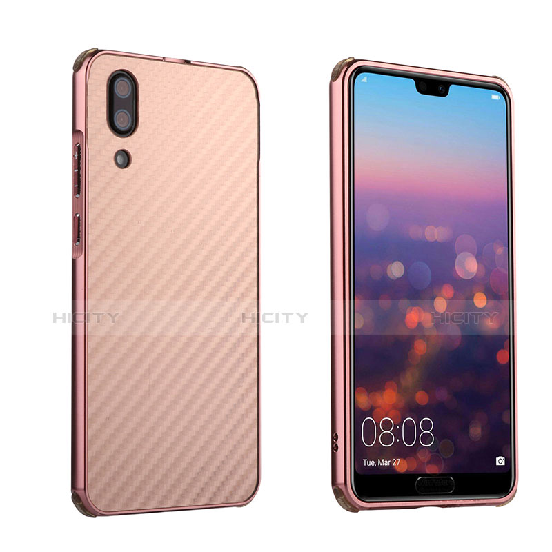 Huawei P20用ケース 高級感 手触り良い メタル兼プラスチック バンパー M01 ファーウェイ ローズゴールド