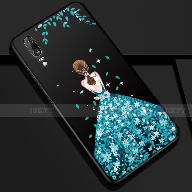 Huawei P20用シリコンケース ソフトタッチラバー バタフライ ドレスガール ドレス少女 カバー K01 ファーウェイ 