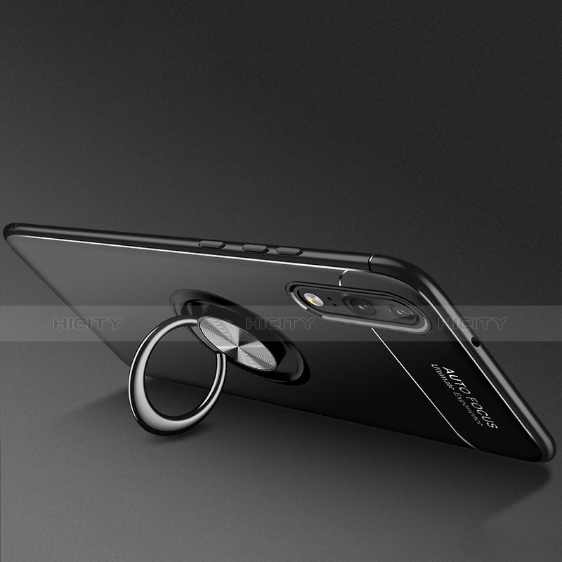 Huawei P20用極薄ソフトケース シリコンケース 耐衝撃 全面保護 アンド指輪 バンパー ファーウェイ 