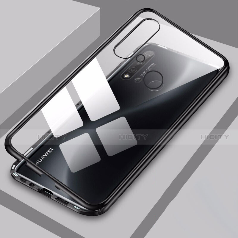 Huawei P20 Lite (2019)用ケース 高級感 手触り良い アルミメタル 製の金属製 360度 フルカバーバンパー 鏡面 カバー T06 ファーウェイ ブラック