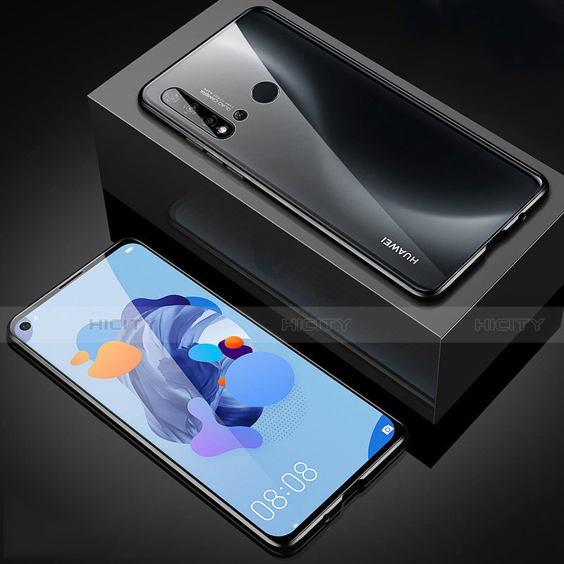 Huawei P20 Lite (2019)用ケース 高級感 手触り良い アルミメタル 製の金属製 360度 フルカバーバンパー 鏡面 カバー T05 ファーウェイ ブラック