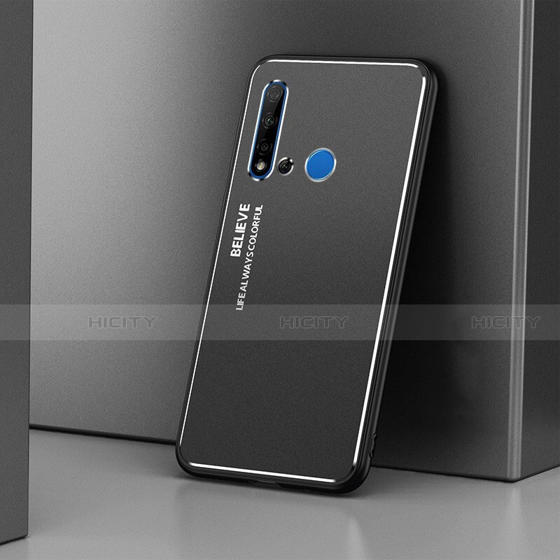 Huawei P20 Lite (2019)用ケース 高級感 手触り良い アルミメタル 製の金属製 カバー T02 ファーウェイ ブラック